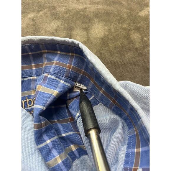 Barbour Button Down Shirt Men's Blue Tattersall Check Short Sleeve Shirt Medium - Picture 4 of 6